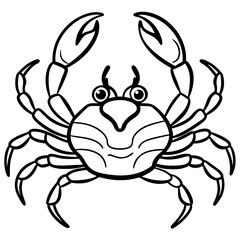 Cute Crab Silhouette line art  black vector illustration