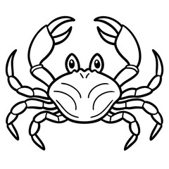Cute Crab Silhouette line art  black vector illustration
