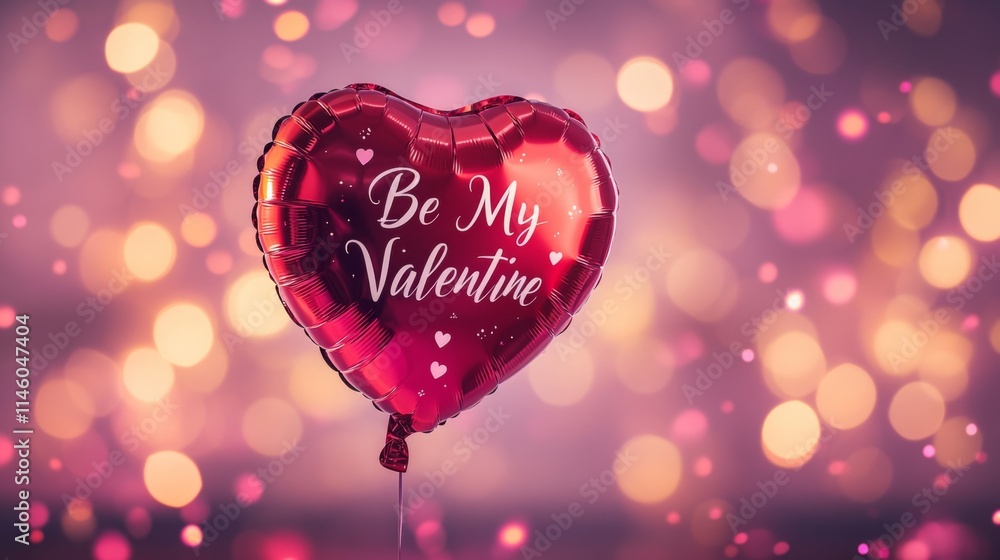Aufkleber a red heart-shaped balloon features the phrase be my valentine in white text, surrounded by a vibran