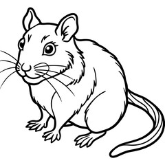 Cute Gerbil Silhouette line art  black vector illustration