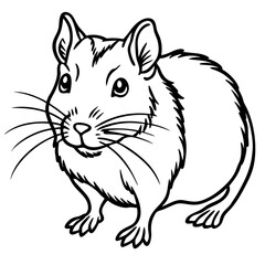 Cute Gerbil Silhouette line art  black vector illustration