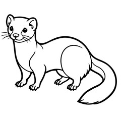 Cute Weasel Silhouette line art  black vector illustration
