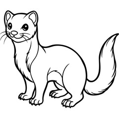 Cute Weasel Silhouette line art  black vector illustration
