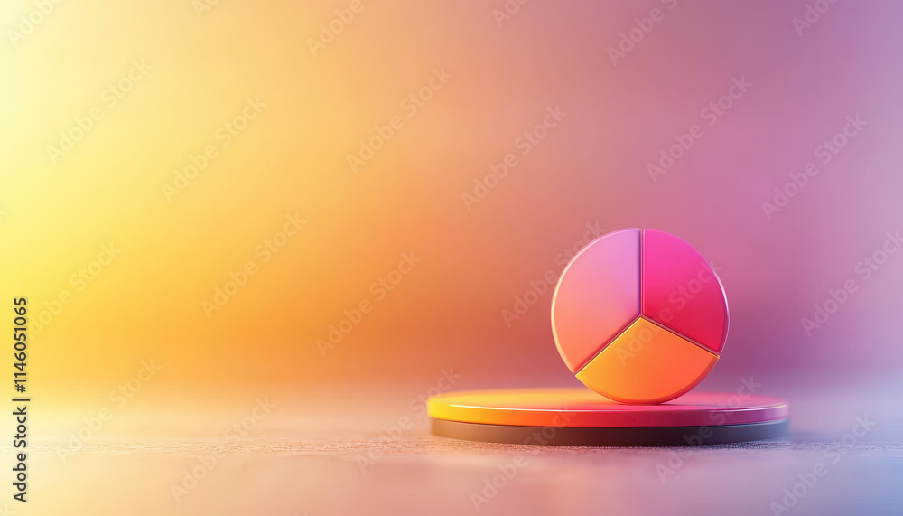 Poster vibrant pie chart representing data allocation on colorful background