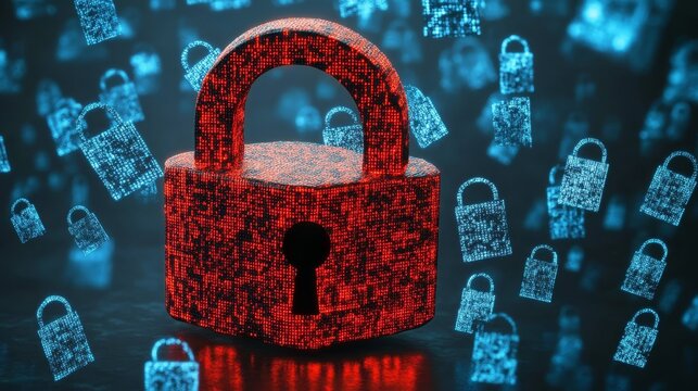 Interlocked padlocks, a visual representation of security, privacy and data protection in connected world