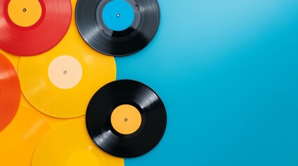 Vinyl Records Flat Lay: A Classic Musical Background