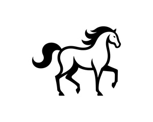 Horse logo design icon symbol vector illustration. Horsepower silhouette logo. Animal logo. Black color horse icon logo vector template.