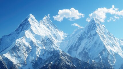 Obraz premium Majestic Snow-Capped Mountain Peaks Under Clear Sky