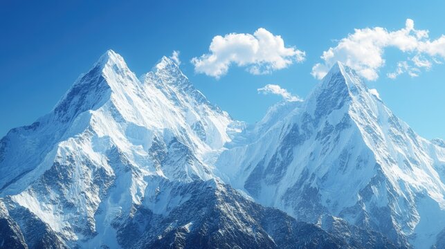 Majestic Snow-Capped Mountain Peaks Under Clear Sky