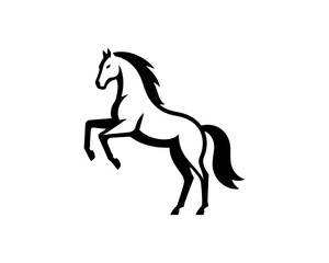 Horse logo design icon symbol vector illustration. Horsepower silhouette logo. Animal logo. Black color horse icon logo vector template.