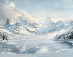 Obraz premium Winter Mountain Lake