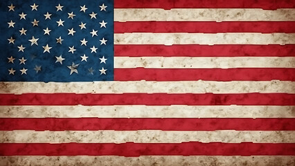 Fototapeta premium United States Flag on Flat Background - Patriotic Red, White, and Blue Design
