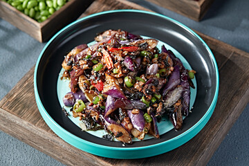 Braised Eggplant with Chili, Minced Pork and Mint Leaves