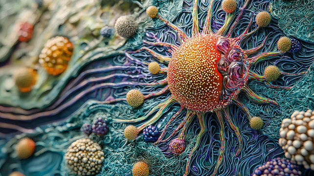 Microscopic Cell Structure Abstract Biology Art