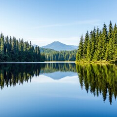 Obraz premium Tranquil aerial lake reflection serene ultra hd landscape
