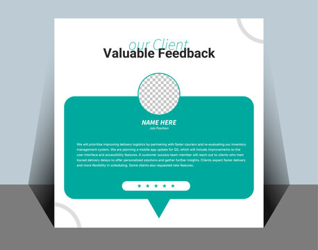 Customer feedback testimonial social media post template layout client testimonial design