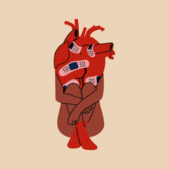 A girl with a broken heart. Anti Valentine's day concept. 