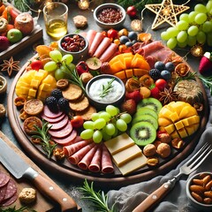 charcuterie board plating for a festive brunch