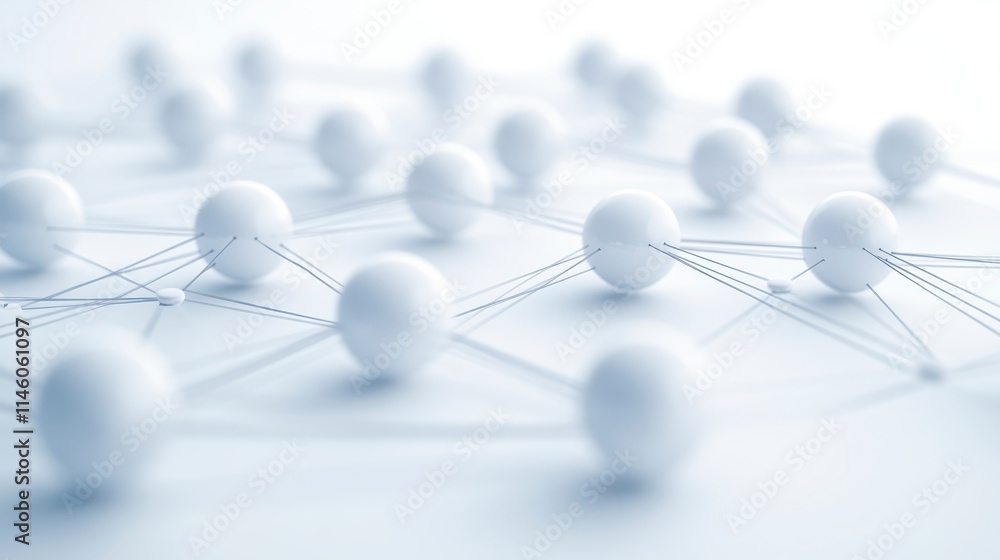 Poster a close-up view of interconnected nodes, symbolizing networks or connections in a minimalistic, whit