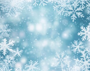 Elegant and Dreamy Winter Background featuring Delicate Snowflakes and Soft Bokeh Effects Creating a Magical and Serene Atmosphere for Seasonal Themes