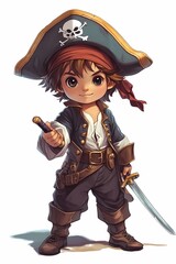 Adorable Little Pirate Captain: A Whimsical Digital Painting