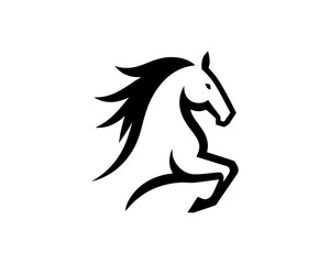 Horse logo design icon symbol vector illustration. Horsepower silhouette logo. Animal logo. Black color horse icon logo vector template.