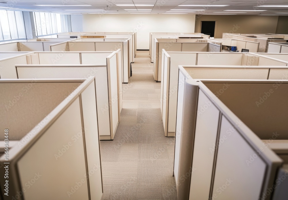 Aufkleber empty office space with cubicles in modern corporate environment designed for productivity and colla