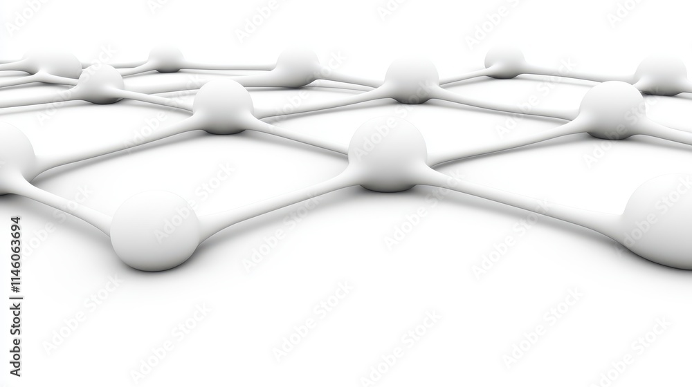 Poster a stylized representation of a network structure, featuring interconnected nodes on a white backgrou