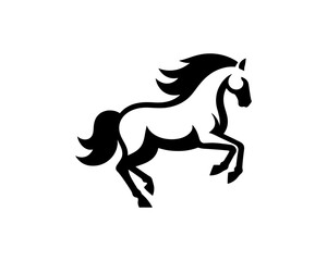 Horse logo design icon symbol vector illustration. Horsepower silhouette logo. Animal logo. Black color horse icon logo vector template.