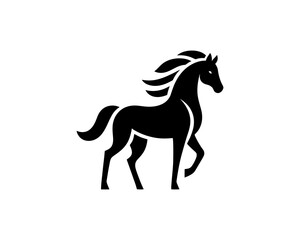 Horse logo design icon symbol vector illustration. Horsepower silhouette logo. Animal logo. Black color horse icon logo vector template.