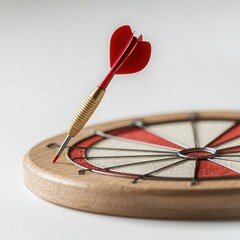 A close-up of a dart on a dartboard, showcasing precision and focus in the game.