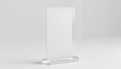 Transparent acrylic frame for display on white background.