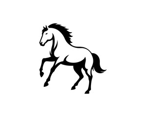 Horse logo design icon symbol vector illustration. Horsepower silhouette logo. Animal logo. Black color horse icon logo vector template.