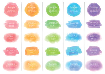 水彩風の5色のペイントフレームセット