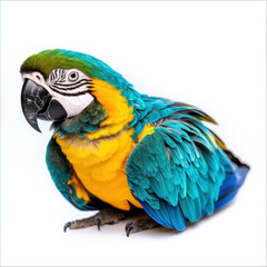 Fototapeta premium Colorful macaw with vibrant feathers, isolated on white background