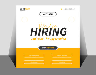 Modern and creative hiring square banner template design job social media advancement post.