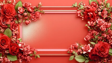 Luxurious Valentine s Day Themed Photo Frame with Vibrant Floral Accents