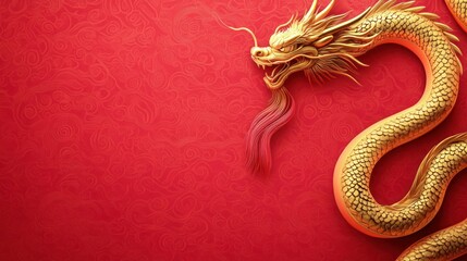 Obraz premium 2025 golden numbers, Chinese New Year atmosphere, red background with hanging lanterns and snake decorations.