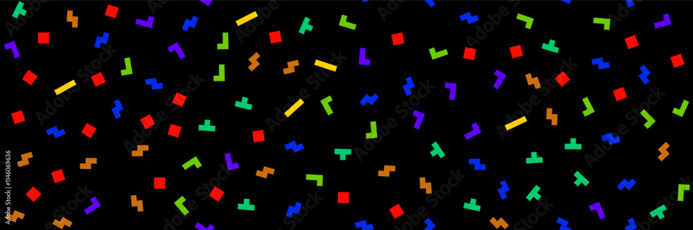 Aufkleber old-school geek pixel leisure game seamless bg with tetramino shapes. simple vector kid brick patter