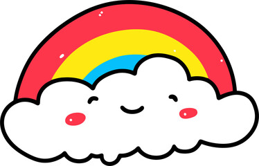 Happy Cloud with Rainbow Illustration - Cute and Colorful Cartoon Design for Kids