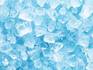 Fresh Ice Cubes Background for Refreshing Drinks, Culinary Use, and Cool Beverages in Bright Blue Color with Sparkling Clear Texture Ideal for Summertime Enjoyment