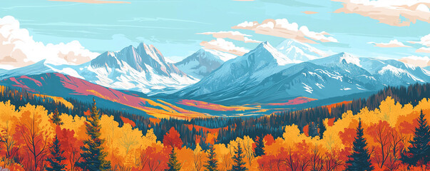 Colorado Rocky Mountain Fall Panoramic Landscape. Panoramic landscape view of the Colorado Rocky Mountains in Fall - Kenosha Pass 