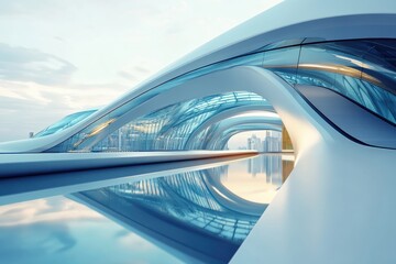 Obraz premium Exploring a Futuristic Transportation Hub with Advanced Technology and Design Features for Modern Urban Mobility Solutions