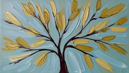 autumn leaves background Oil Painting. Brush Strokes Canvas Texture.