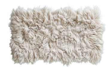 Fluffy White Faux Fur Rug Isolated on Transparent Background, Ideal for Cozy and Modern Interior Decor