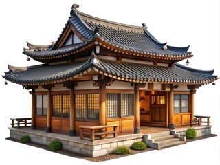 Stylized Korean restaurant PNG, created through photobashing, matte painting, and concept art.