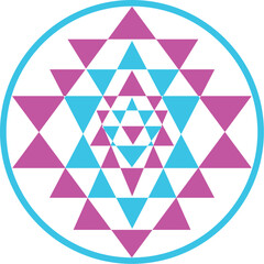 Sacred geometry and alchemy symbol Sri Yantra, Indian powerful symbol