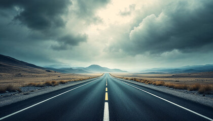 Fototapeta premium Empty road stretching into a stormy horizon
