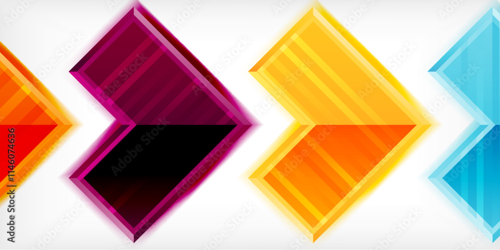 Poster Arrow symbols created with 3d effects and line texture geometric abstract background