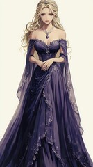 Elegant Princess in a Purple Gown